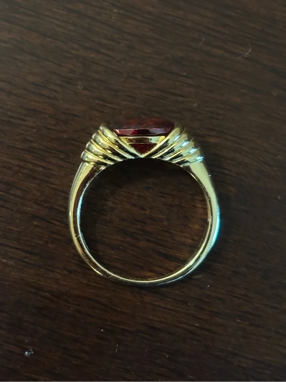 Red gemstone gold signet ring